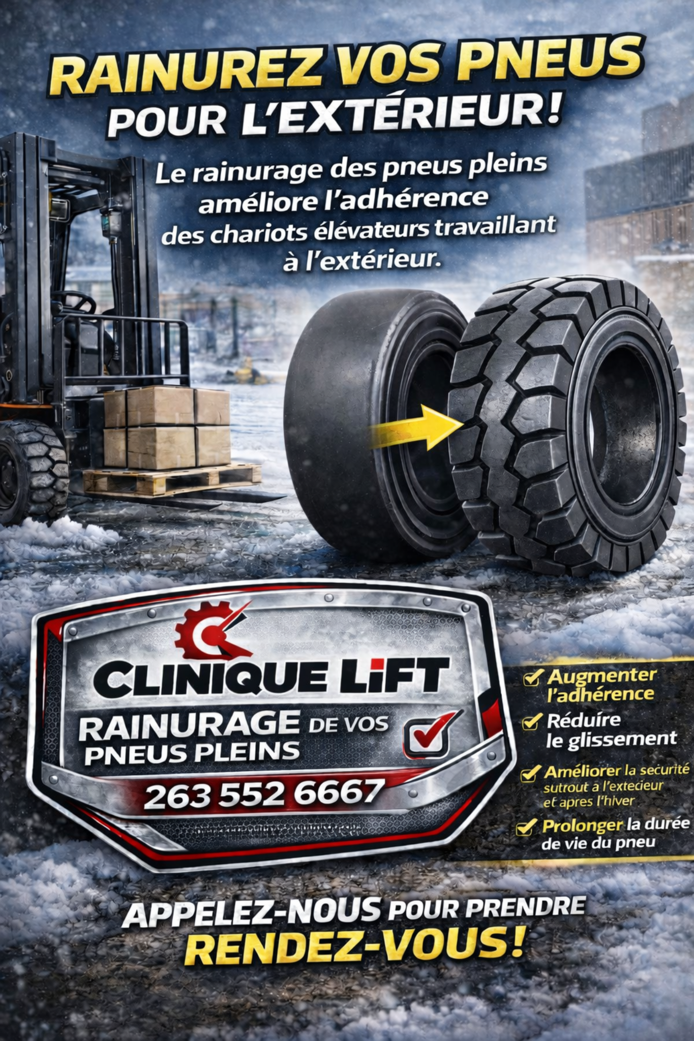 Rainurage des pneus pleins (Grooving)